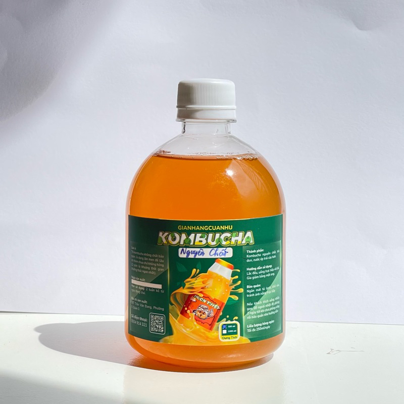 Trà lên men Kombucha vị trái cây 1 Lít/500ml - chứa lợi khuẩn,men vi sinh