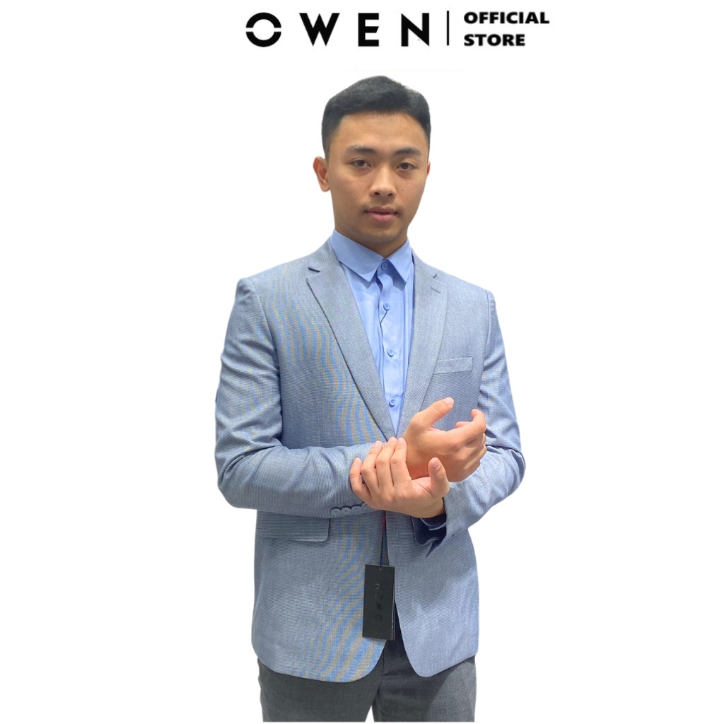 Áo khoác blazer nam Owen BL231718 vest demi công sở màu dobby xám trơn vải polyester cao cấp nhẹ thoáng dáng slim fit