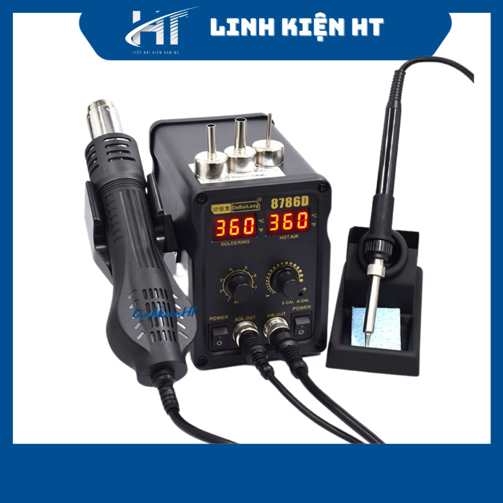 Trạm khò hàn cao cấp 8786D chính hãng Debailong bền bỉ, khò mạnh, hàn gia nhiệt nhanh - Linh kiện HT