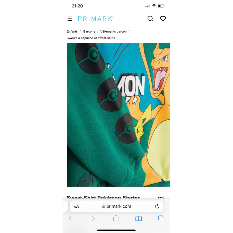 Áo Nỉ Bé Trai POKEMON Lá Đậm PR