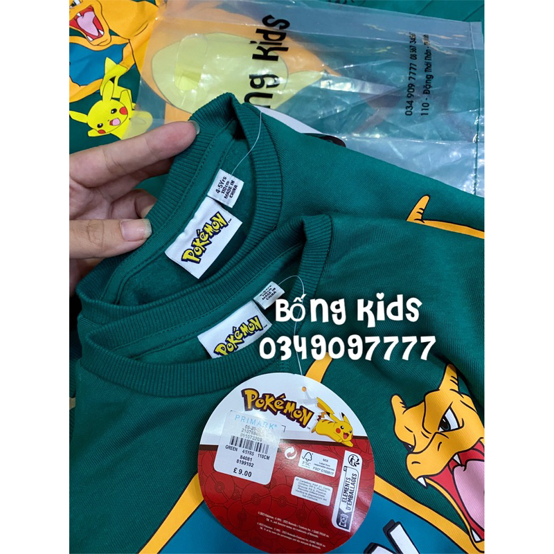 Áo Nỉ Bé Trai POKEMON Lá Đậm PR
