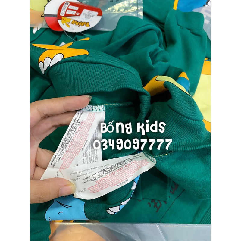 Áo Nỉ Bé Trai POKEMON Lá Đậm PR