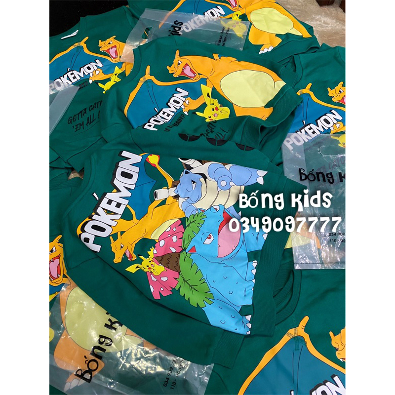 Áo Nỉ Bé Trai POKEMON Lá Đậm PR