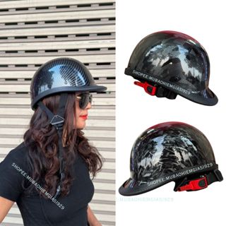 Mũ bảo hiểm nửa đầu sơn nhúng carbon - nón đua ngựa nhẹ nhàng, cá tính thời trang đường phố