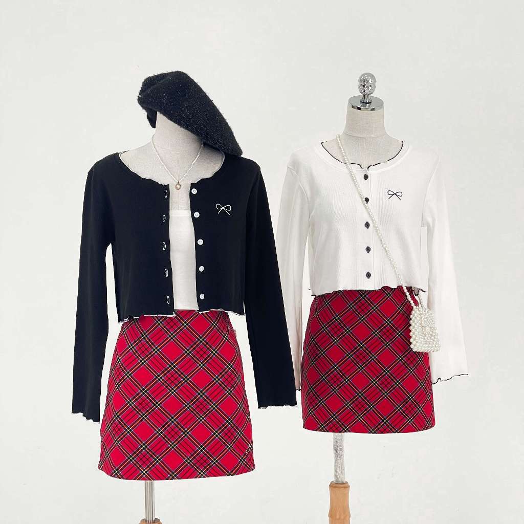 Chân váy ngắn nữ VMSTYLE dáng chữ A caro đỏ cạp cao basic dạo phố, đi chơi noel, đi chơi tết VM167 - CVN00131