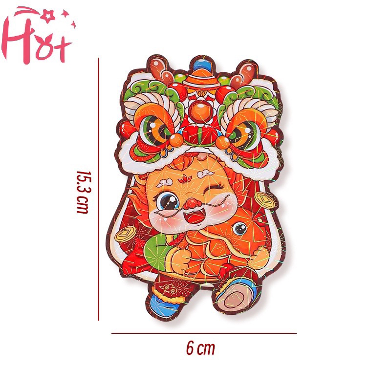 Combo  Bao Lì Xì Đỏ May Mắn , Lì xì Họa Tiết Rồng Năm Mới 2024 chibi siêu cute Phong cách Trung Hoa