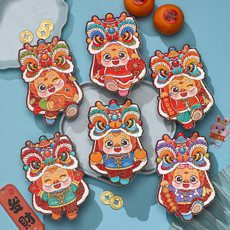 Combo  Bao Lì Xì Đỏ May Mắn , Lì xì Họa Tiết Rồng Năm Mới 2024 chibi siêu cute Phong cách Trung Hoa