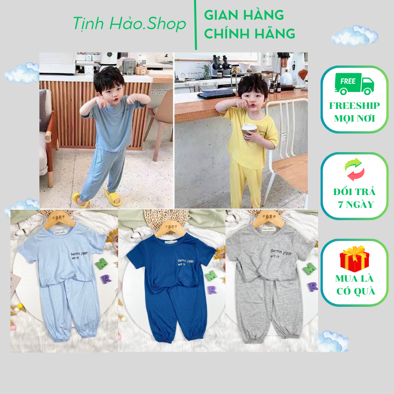 Bộ Dài Tay Thun Lạnh Minky Mom áo cộc quần dài (alibaba), Bộ quần áo dài tay cho bé trai bé gái từ 5-18kg hàng