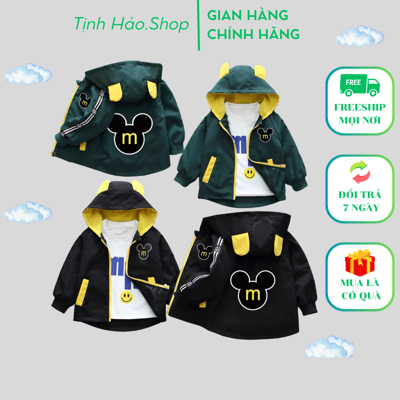 Áo Khoác cho bé, Áo khoác gió cho bé trai họa tiết mikcy ngộ nghĩnh Cao Cấp - full size cho bé hàng đẹp
