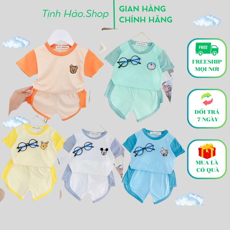 Sale sốc Bộ Cộc Tay Minky Mom Thun Lạnh cho bé họa tiết THÊU Mic Ky xinh xắn cho bé trai bé gái 5-18kg hàng đẹp