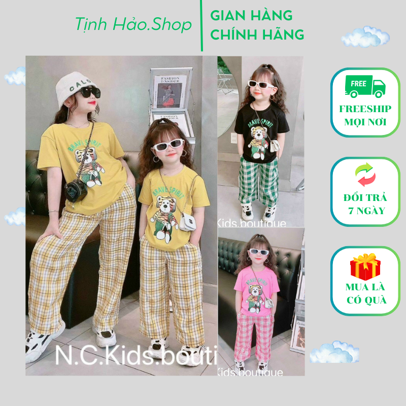 Bộ cộc tay cho bé, quần áo bé gái ngắn tay hình hổ đáng yêu chất cotton 4 chiều dư xịn size từ 10 đến 35kg