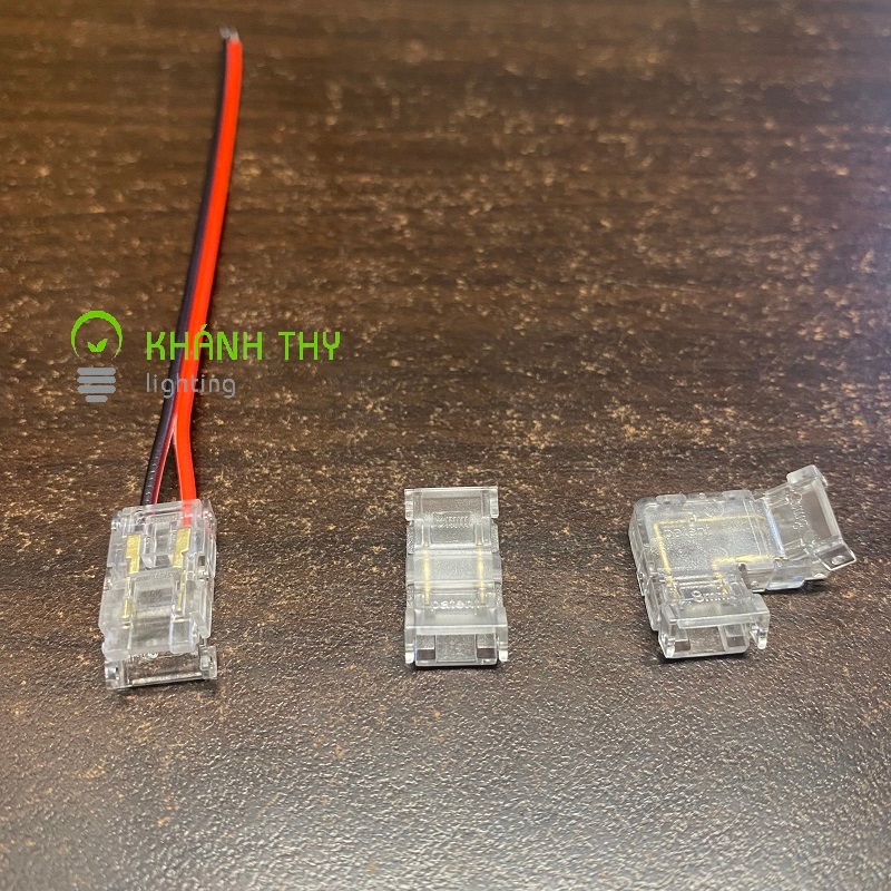 Kẹp nối led trong suốt, đầu nối led dây cho led cob, led dây 12v 168, 180, 240 chip bản 8mm, 10mm