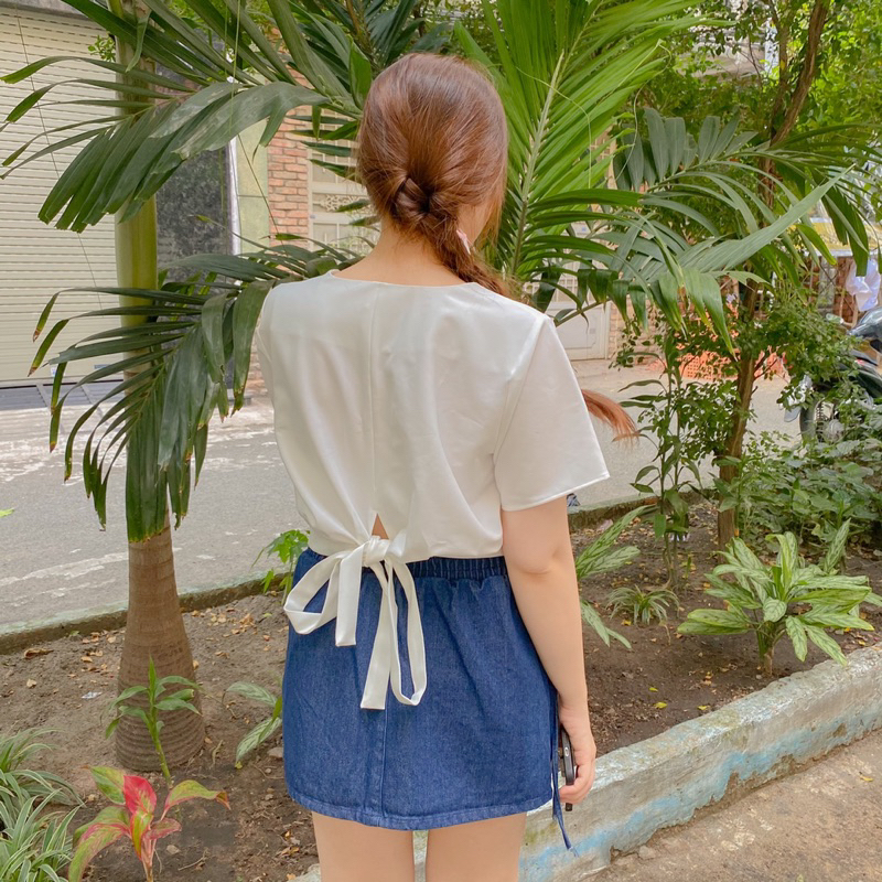 Áo nơ lưng - Chân váy jean - Chitchitstore