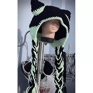 MŨ LEN TAI MÈO/ THỎ HANDMADE [ Sẵn 1 trắng hồng]