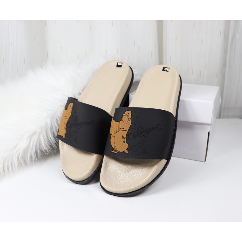 Dép da nam ông địa quai ngang dập u  có video review