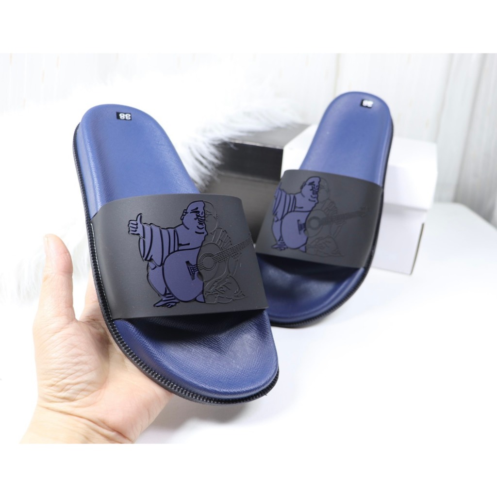 Dép da nam ông địa quai ngang dập u  có video review