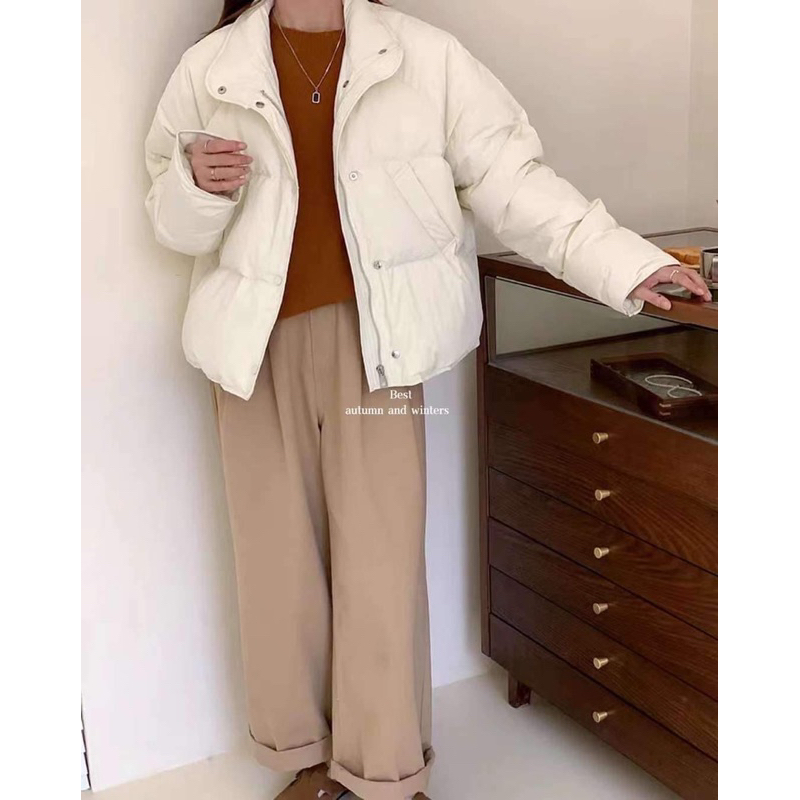 2277 ÁO KHOÁC PHAO DÀI TAY CÚC CÙNG MÀU