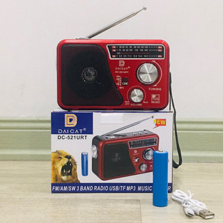 Máy Nghe Nhạc Kiêm Đài Radio FM DAICAT DC-521 URT CÓ hỗ trợ THẺ NHỚ TF và USB Đèn Pin LED