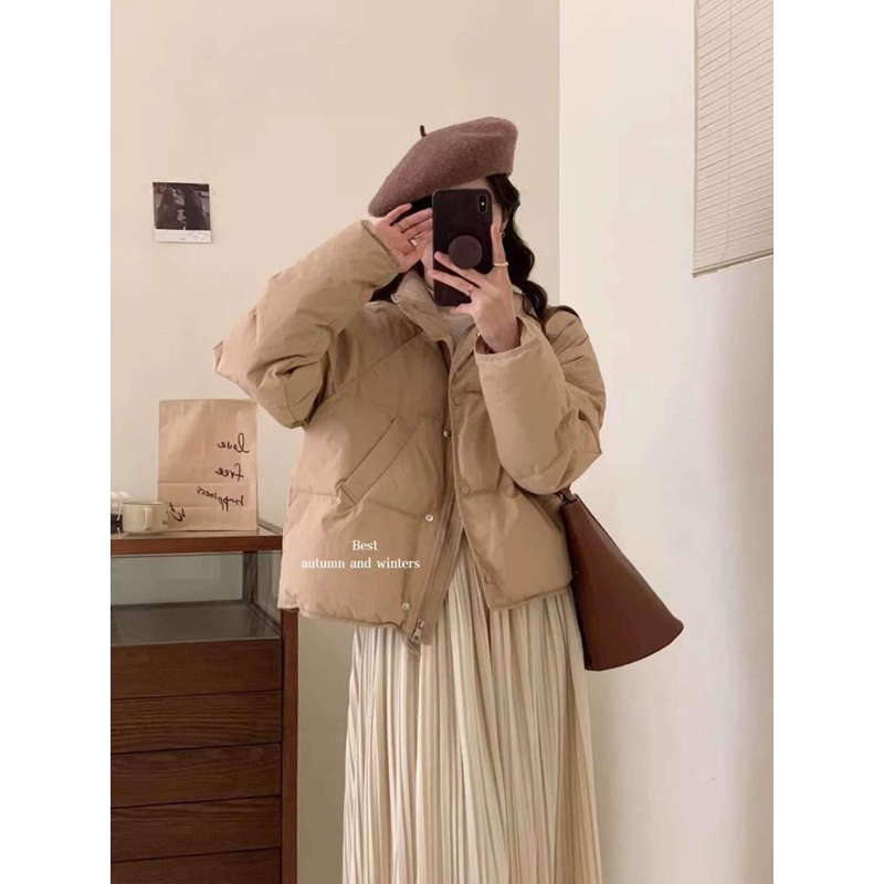 2277 ÁO KHOÁC PHAO DÀI TAY CÚC CÙNG MÀU