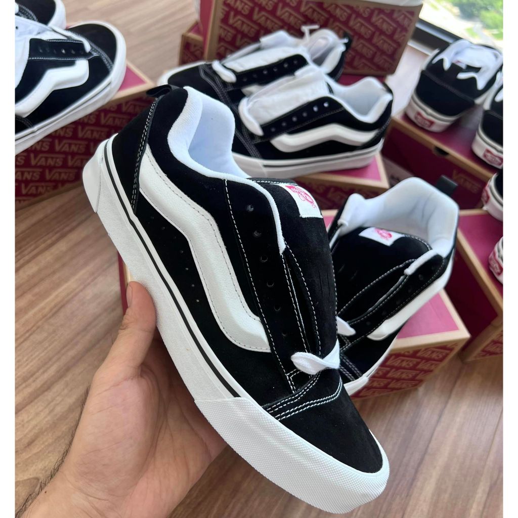 Giày Sneaker Vans Knu Skool Shoes True White Black VN0009QC6BT màu Trắng Đen | PiuPiu Authentic