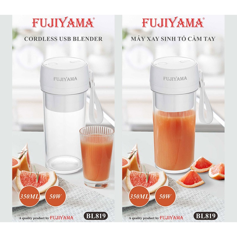 Máy Xay Sinh Tố Cầm Tay mini FUJIYAMA-BL819 dung tích 350 ml, công suất 50W, bảo hành 30 tháng