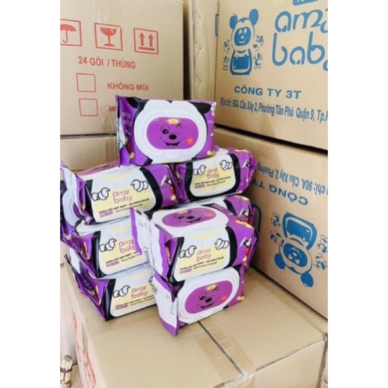 Khăn ướt Không Mùi Amy Baby gói lớn 650gram