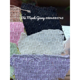 Vải dạ tweed vảy cá đính kim sa