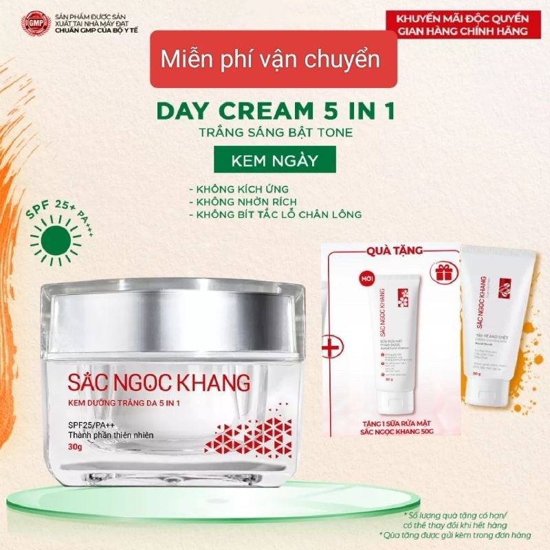 ✅ Kem Dưỡng Da Ban Ngày Sắc Ngọc Khang 5 trong 1 [Hộp 30ml]
