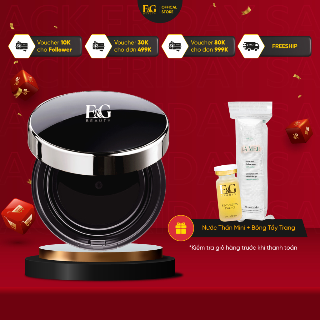 Phấn Nước E&G Tone Da Chuẩn Giữ Tone 16 Tiếng, Chống Nắng, Dưỡng Ẩm 12h Không Trôi Phù Hợp Da Khô Perfect Cover Cushion