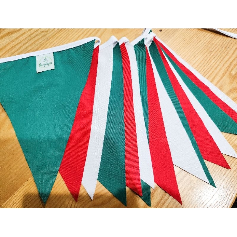 Dây cờ tam giác màu đỏ xanh, trang trí Giáng Sinh, Lều camping Picnic dây cờ dài 3.6 - 3.8m, Treo tường,Sinh nhật,Decor