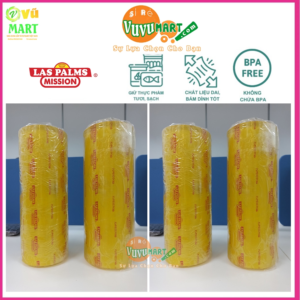 Cuộn Lõi Màng Bọc Thực Phẩm Laspalms 30cm x 500m Chính Hãng, Thay Thế Khi Hết Màng: Co dãn, Bám dính - Lõi vàng, Đủ mét
