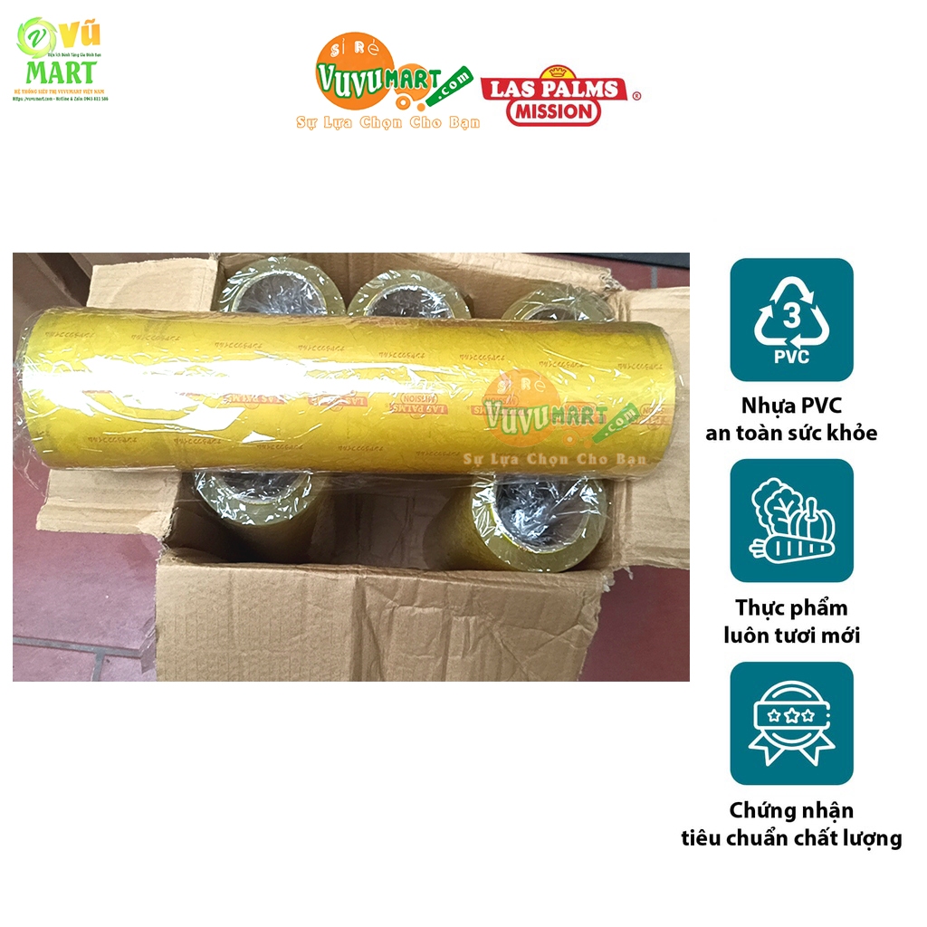 Cuộn Lõi Màng Bọc Thực Phẩm Laspalms 30cm x 500m Chính Hãng, Thay Thế Khi Hết Màng: Co dãn, Bám dính - Lõi vàng, Đủ mét