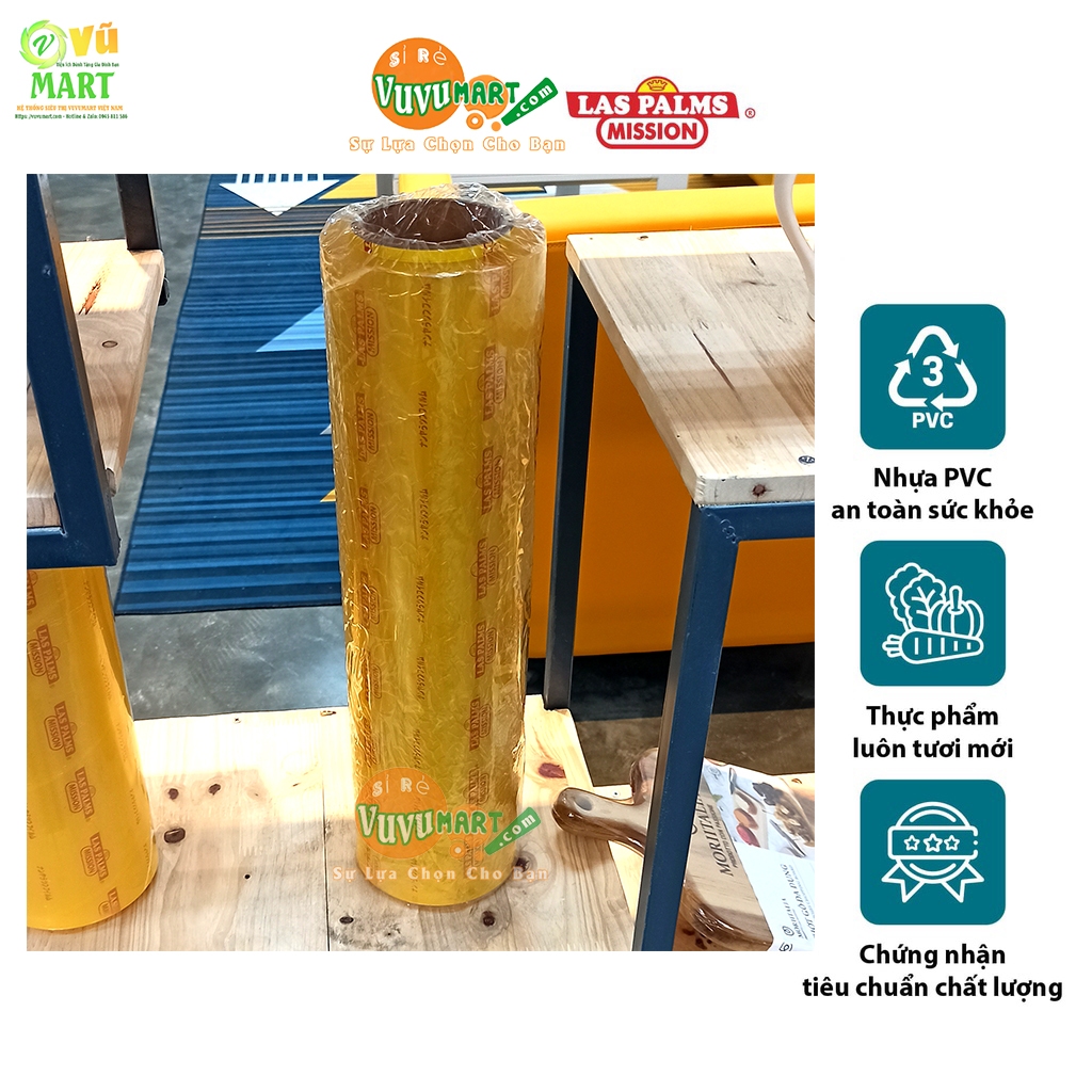 Cuộn Lõi Màng Bọc Thực Phẩm Laspalms 30cm x 500m Chính Hãng, Thay Thế Khi Hết Màng: Co dãn, Bám dính - Lõi vàng, Đủ mét