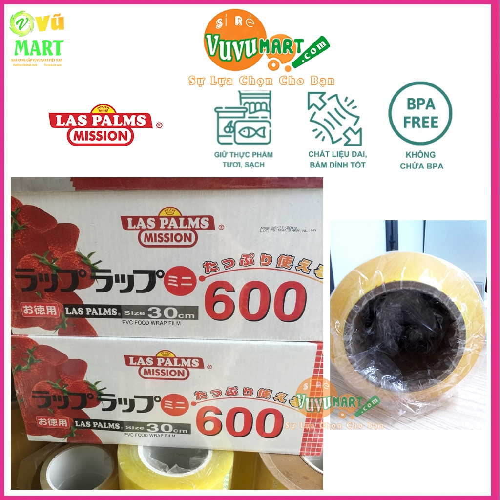 Cuộn Lõi Màng Bọc Thực Phẩm Laspalms 30cm x 500m Chính Hãng, Thay Thế Khi Hết Màng: Co dãn, Bám dính - Lõi vàng, Đủ mét