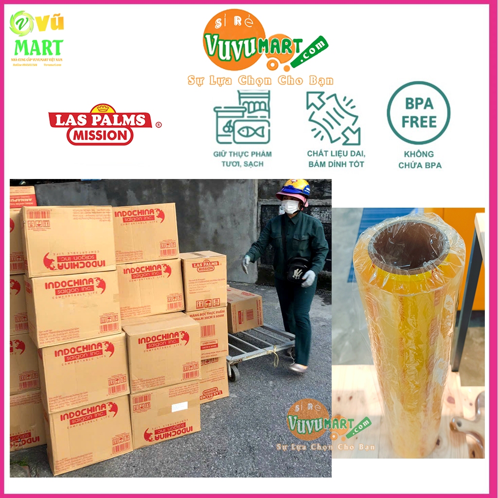 Cuộn Lõi Màng Bọc Thực Phẩm Laspalms 30cm x 500m Chính Hãng, Thay Thế Khi Hết Màng: Co dãn, Bám dính - Lõi vàng, Đủ mét