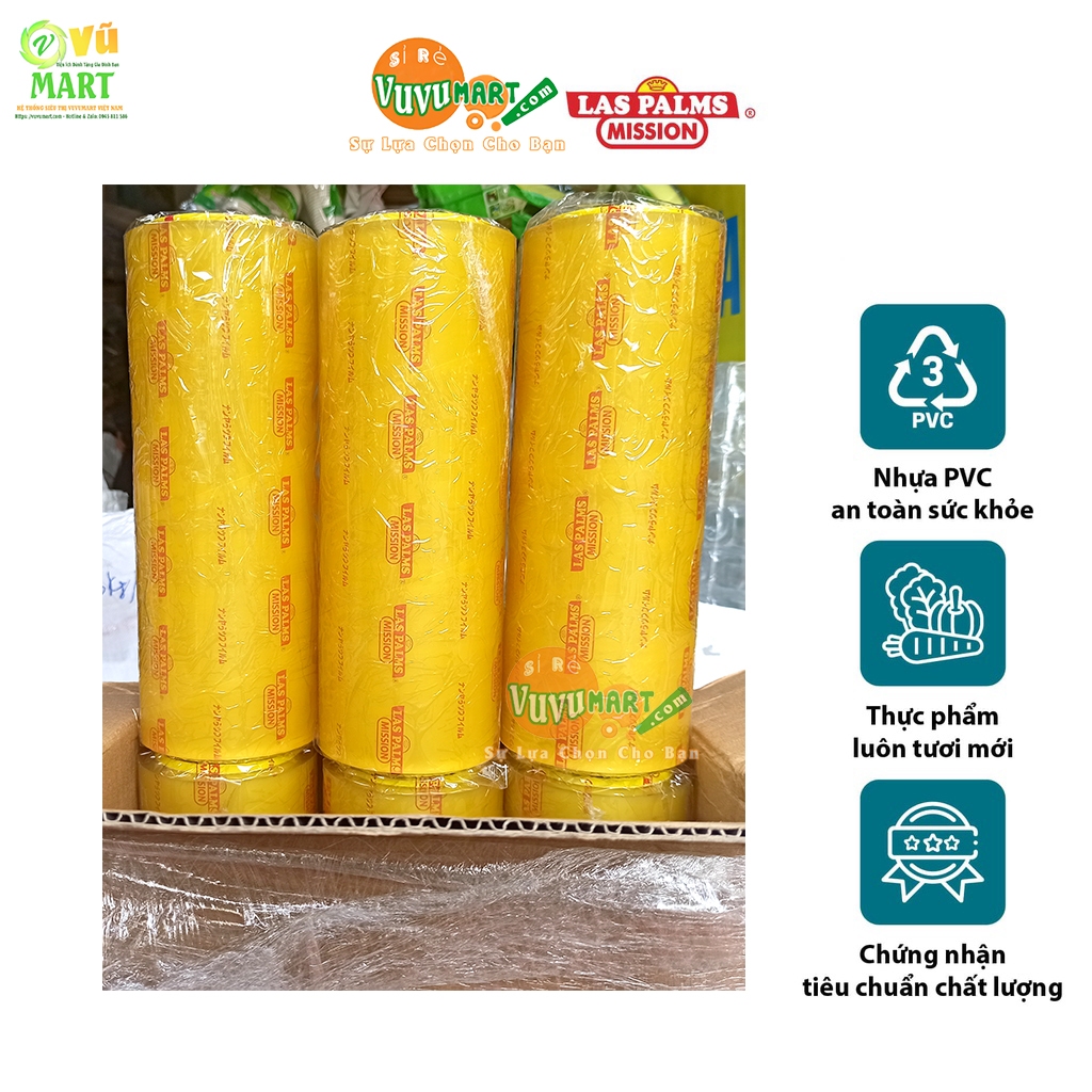 Cuộn Lõi Màng Bọc Thực Phẩm Laspalms 30cm x 500m Chính Hãng, Thay Thế Khi Hết Màng: Co dãn, Bám dính - Lõi vàng, Đủ mét