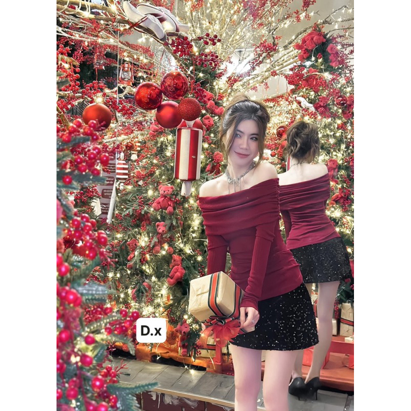 Sét 2 chi tiết áo trễ vai thiết kế mix cv blingbling siêu sịn nha