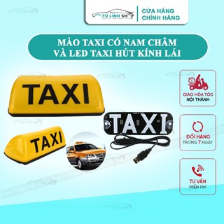 Mào TAXI hút nam châm gắn nóc ô tô và đèn LED chữ Taxi gắn kính trước nhiều màu