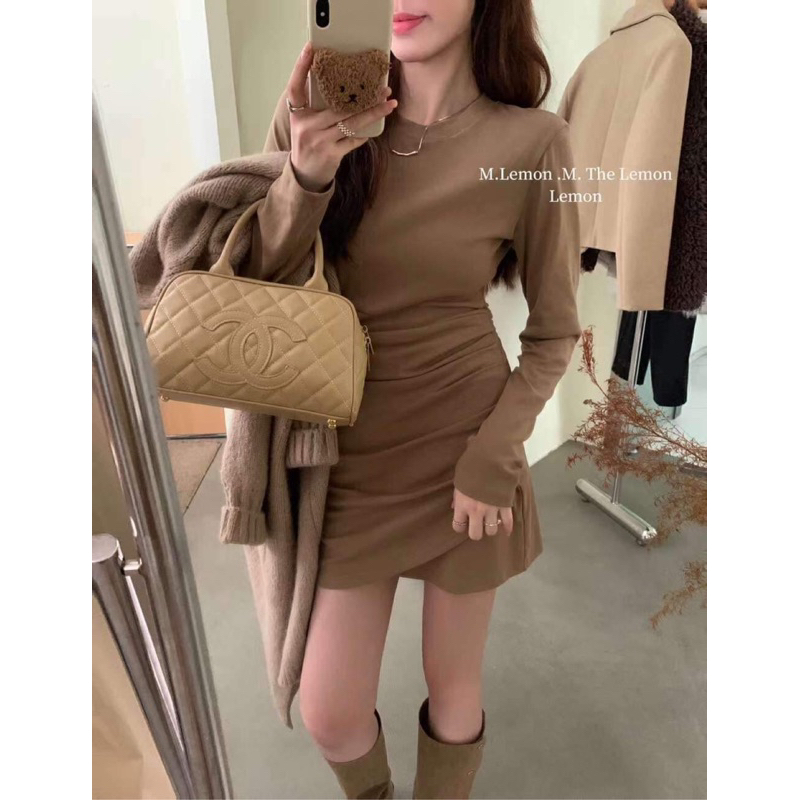 2932 VÁY THUN DÀI TAY DÚM BÊN EO