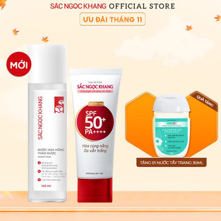 ✅combo kem chống nắng sắc ngọc khang 50g + nước hoa hồng sắc ngọc khang 145ml