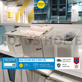 Ikea bộ 3 hộp vải chia ngăn sắp xếp tủ quẩn áo ikea skubb - trắng