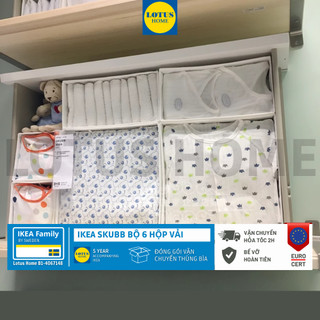 Ikea bộ 6 hộp vải chia ngăn sắp xếp tủ quẩn áo ikea skubb - trắng