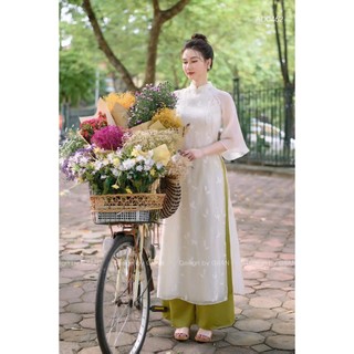 Áo dài cách tân nữ, áo dài cách tân, cách tân 4 tà chất tơ cát siêu mềm hàng cao cấp, mã ad1