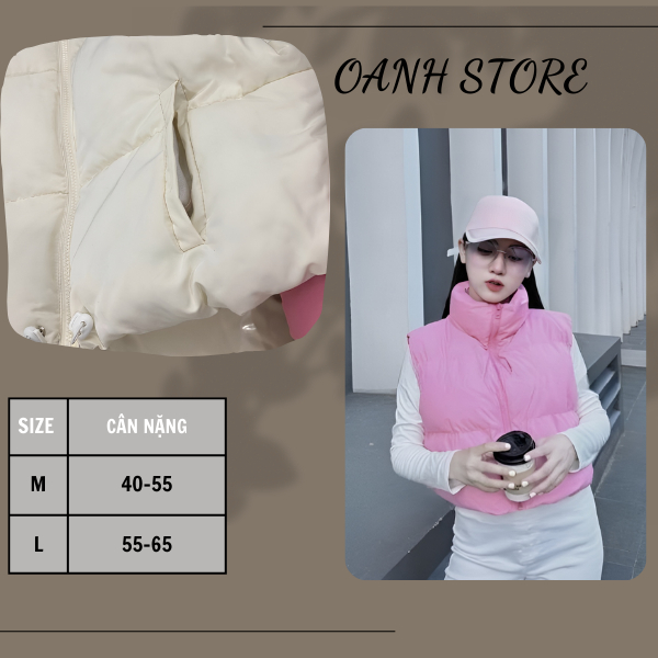 Áo phao gile crotop kèm túi - Áo phao gile rút dây dáng ngắn  13