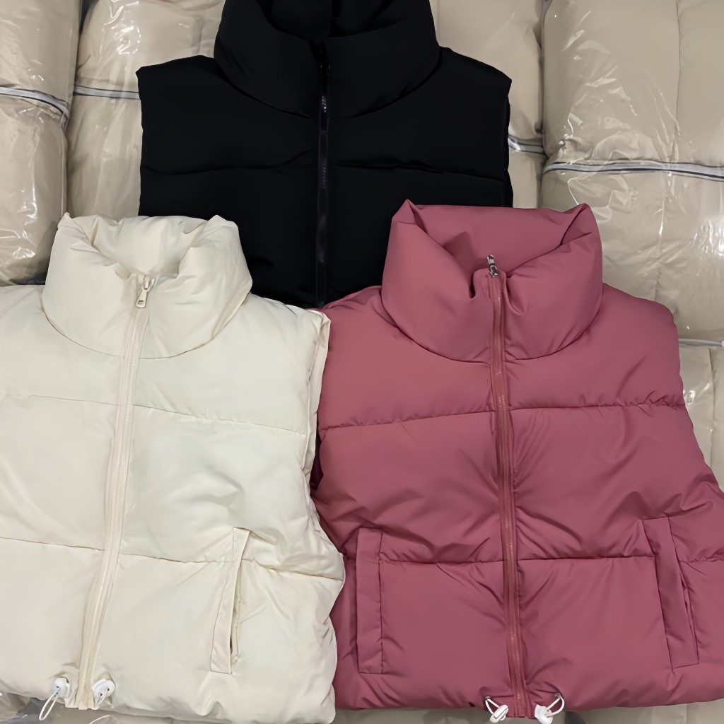 Áo phao gile crotop kèm túi - Áo phao gile rút dây dáng ngắn  13