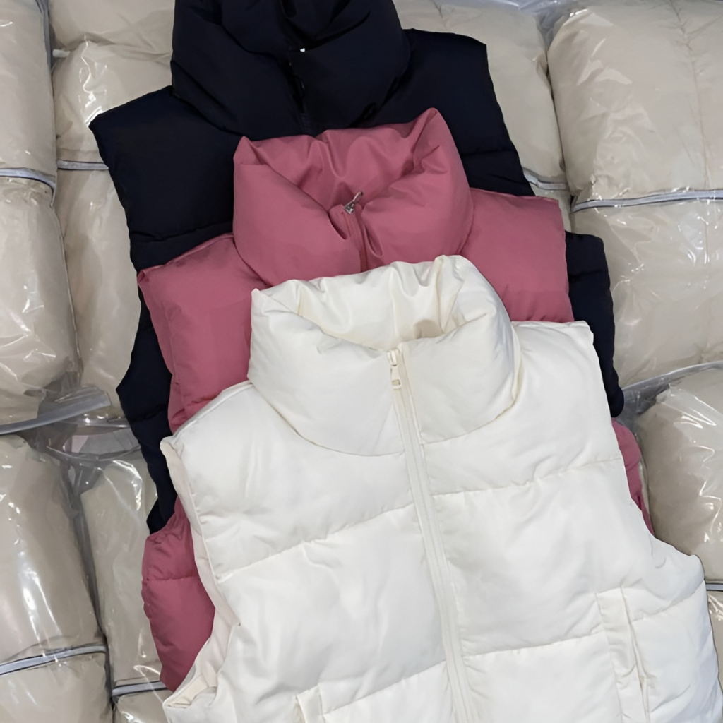 Áo phao gile crotop kèm túi - Áo phao gile rút dây dáng ngắn  13