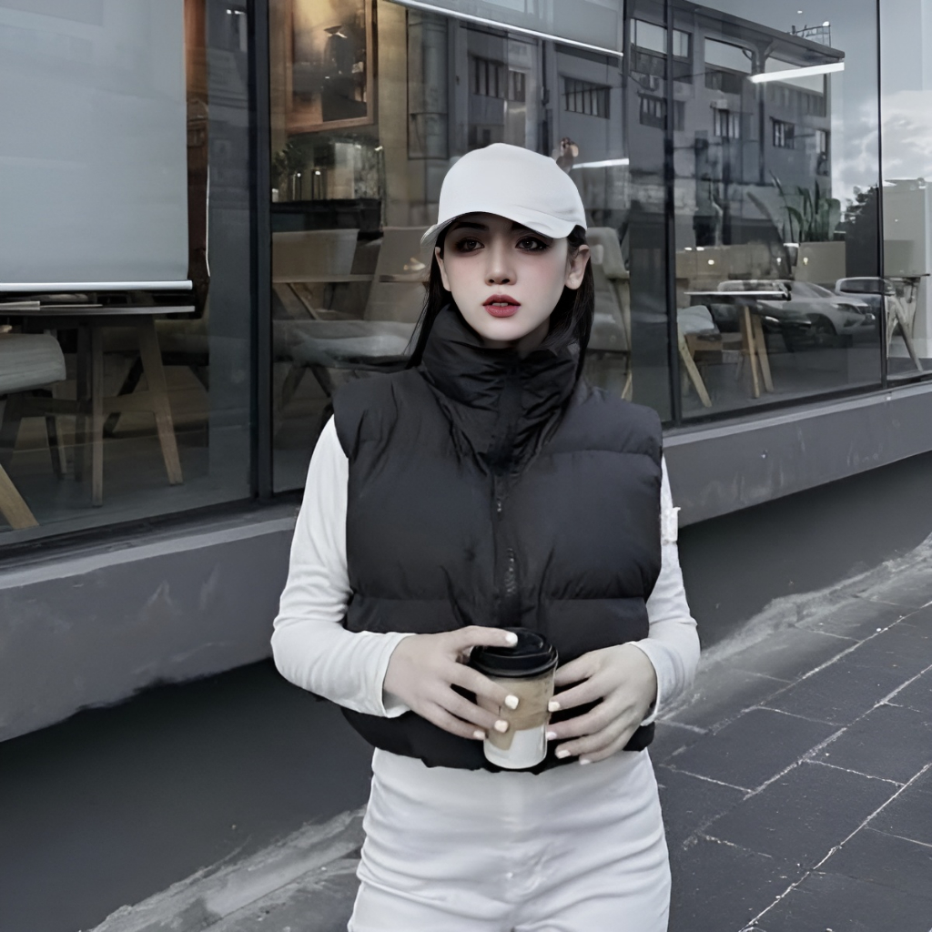 Áo phao gile crotop kèm túi - Áo phao gile rút dây dáng ngắn  13