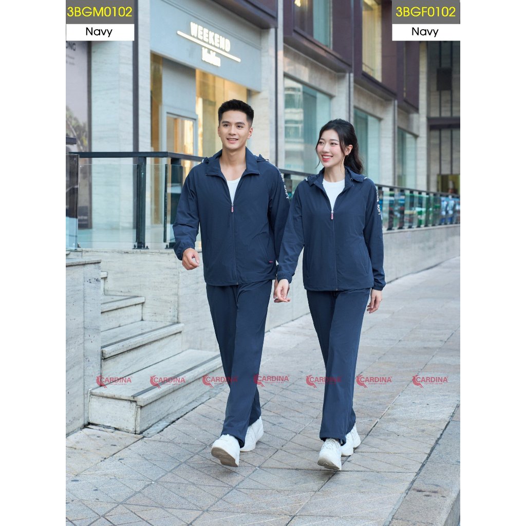 Bộ Quần Áo Gió thể thao thu đông Nam Nữ cao cấp 2 Lớp Cardina, vải gió mềm mịn, chống nhăn,chống mưa