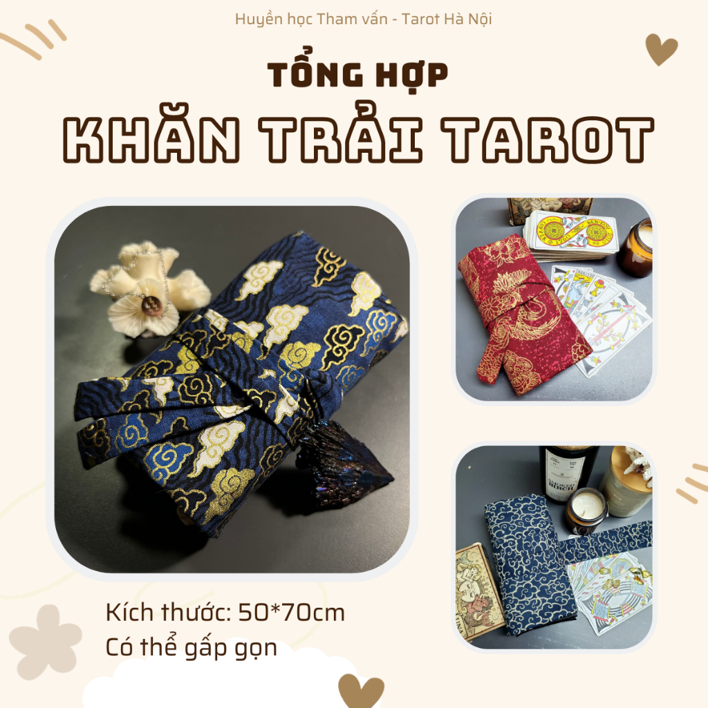 Khăn trải Tarot - Khăn trải gấp gọn thành túi đựng bài Tarot/ đựng được cả đồ đạc