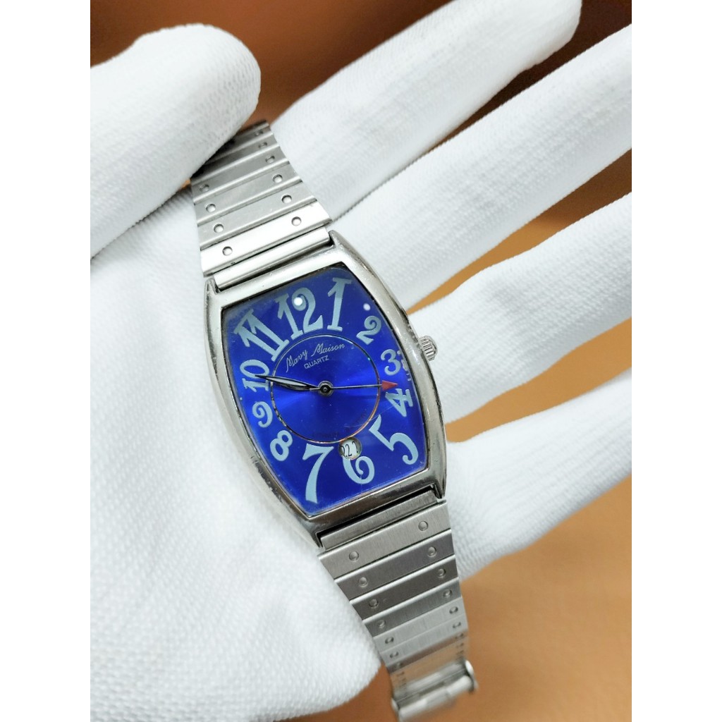 Đồng hồ nam tay nhỏ hoặc nữ Mary Maison mặt xanh dương